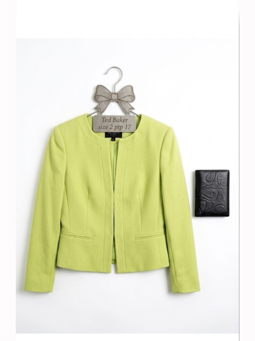 Ted Baker Lime Collarless Textured Jacket 17 ptp like new